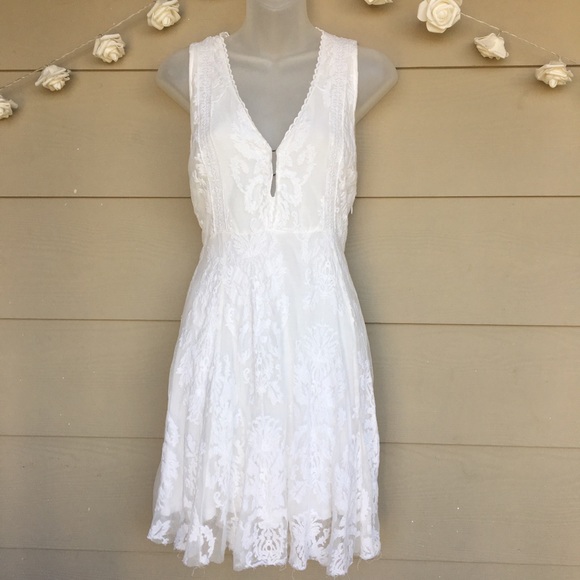 Free People Dresses & Skirts - Free People Reign Over Me White Lace Skater Dress